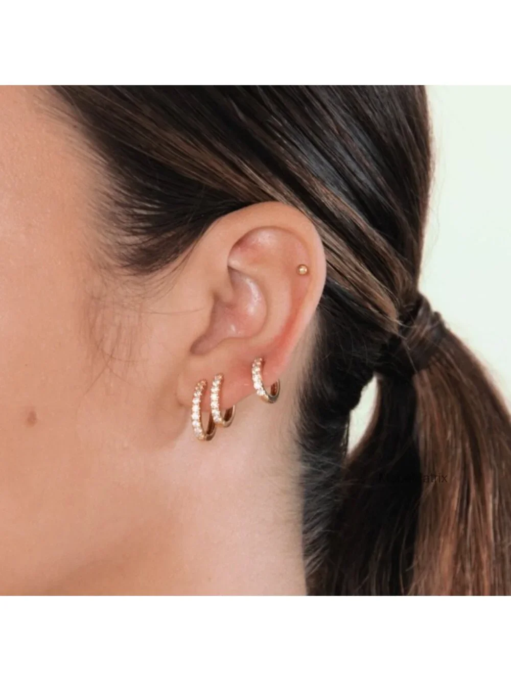 14K Gold Plated Hoop Earrings Set - 3 Pairs Huggie Earrings with Cubic Zirconia